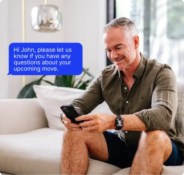 Man communicating via SMS on phone